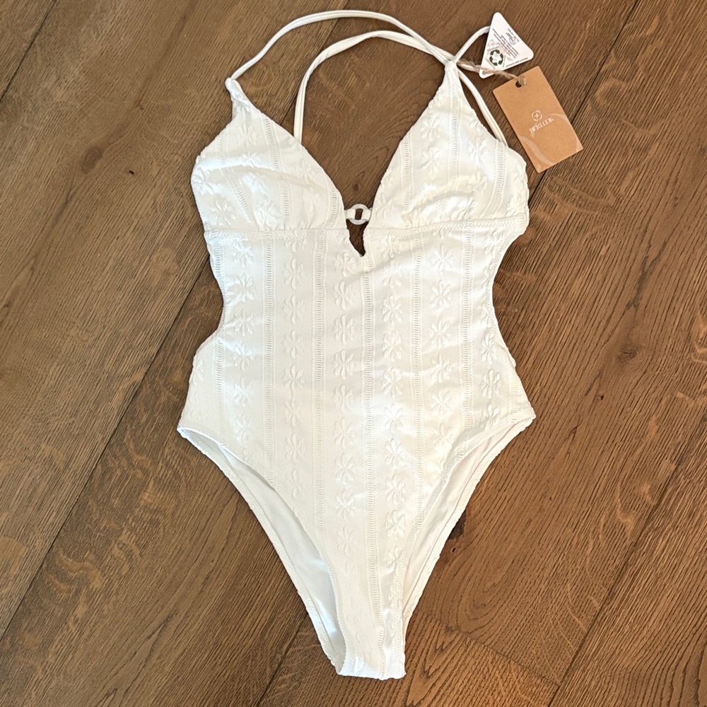 Elegant White One Piece Swimsuit, great for brides